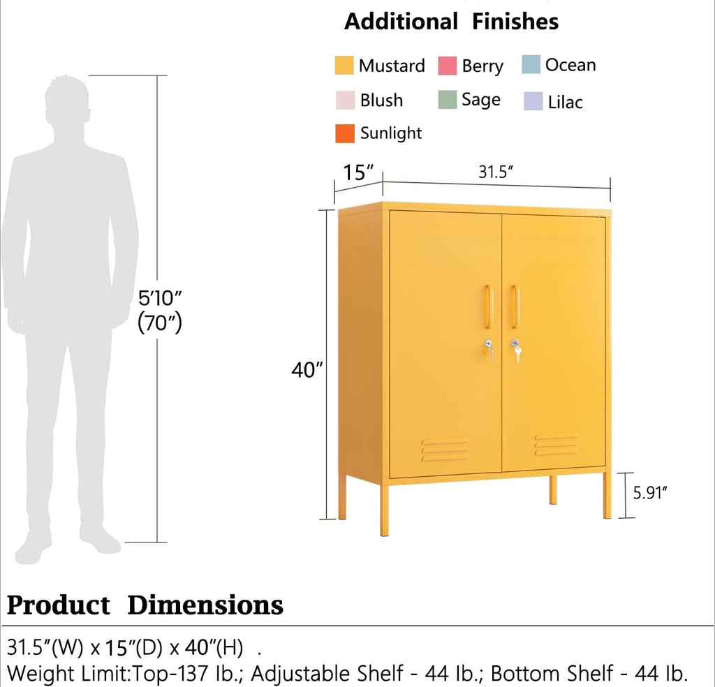 Yellow 2-Door Metal Storage Cabinet