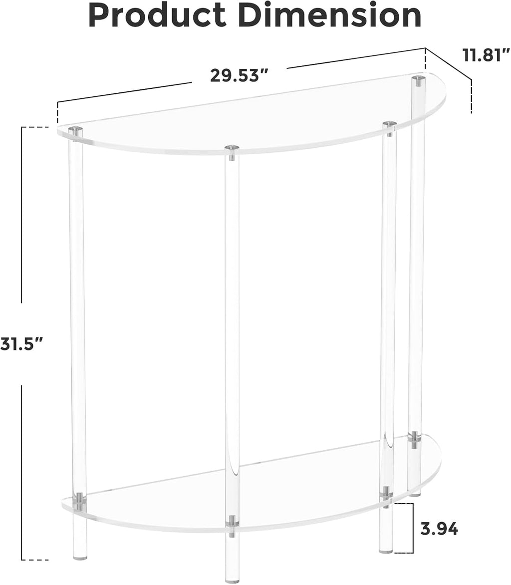 2-Tier Curved Clear Acrylic Console Table