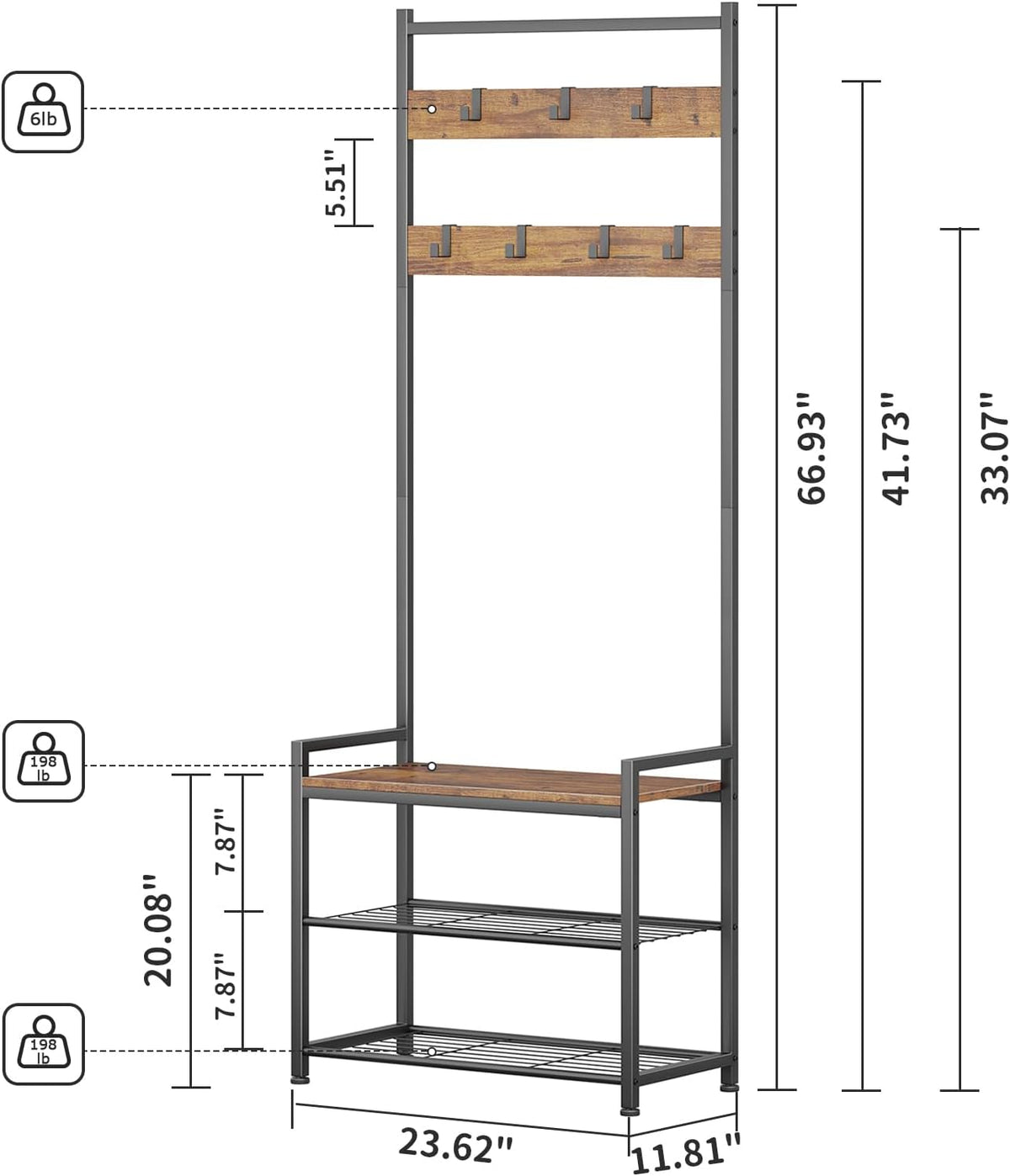 3-in-1 Entryway Hall Tree