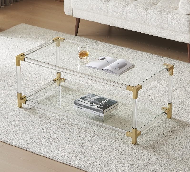 2-Tier Clear Glass Console Table