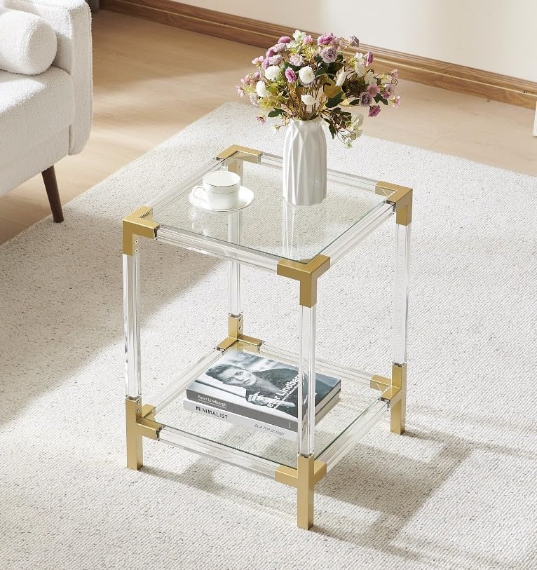 2-Tier Clear Glass Console Table