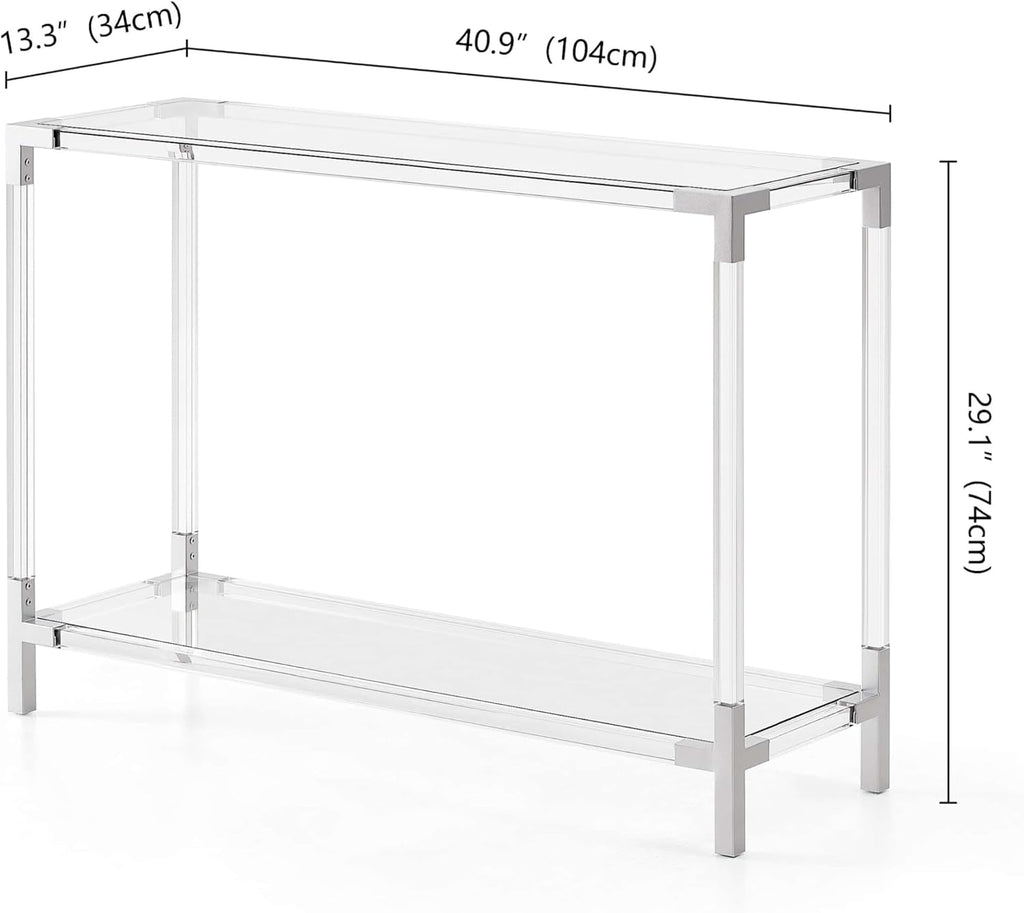 Clear Glass 2-Tier Console Table