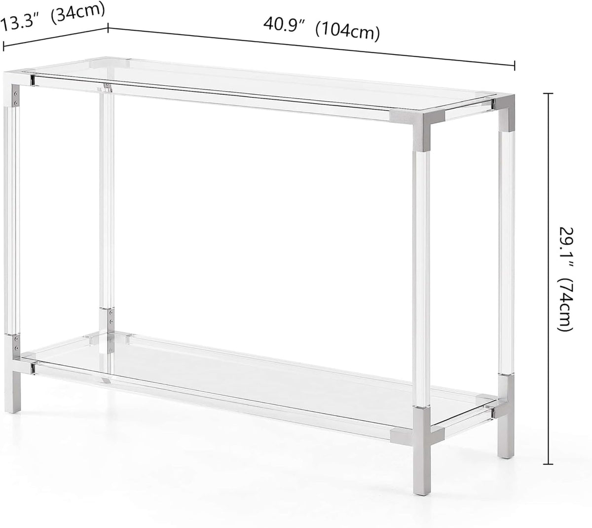 Clear Glass 2-Tier Console Table