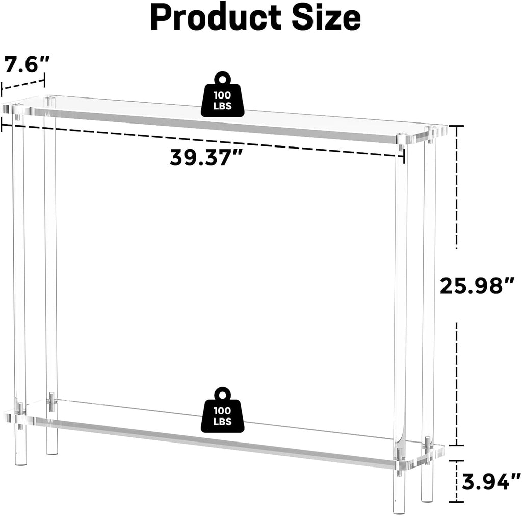 2-Tier Clear Acrylic Console Table