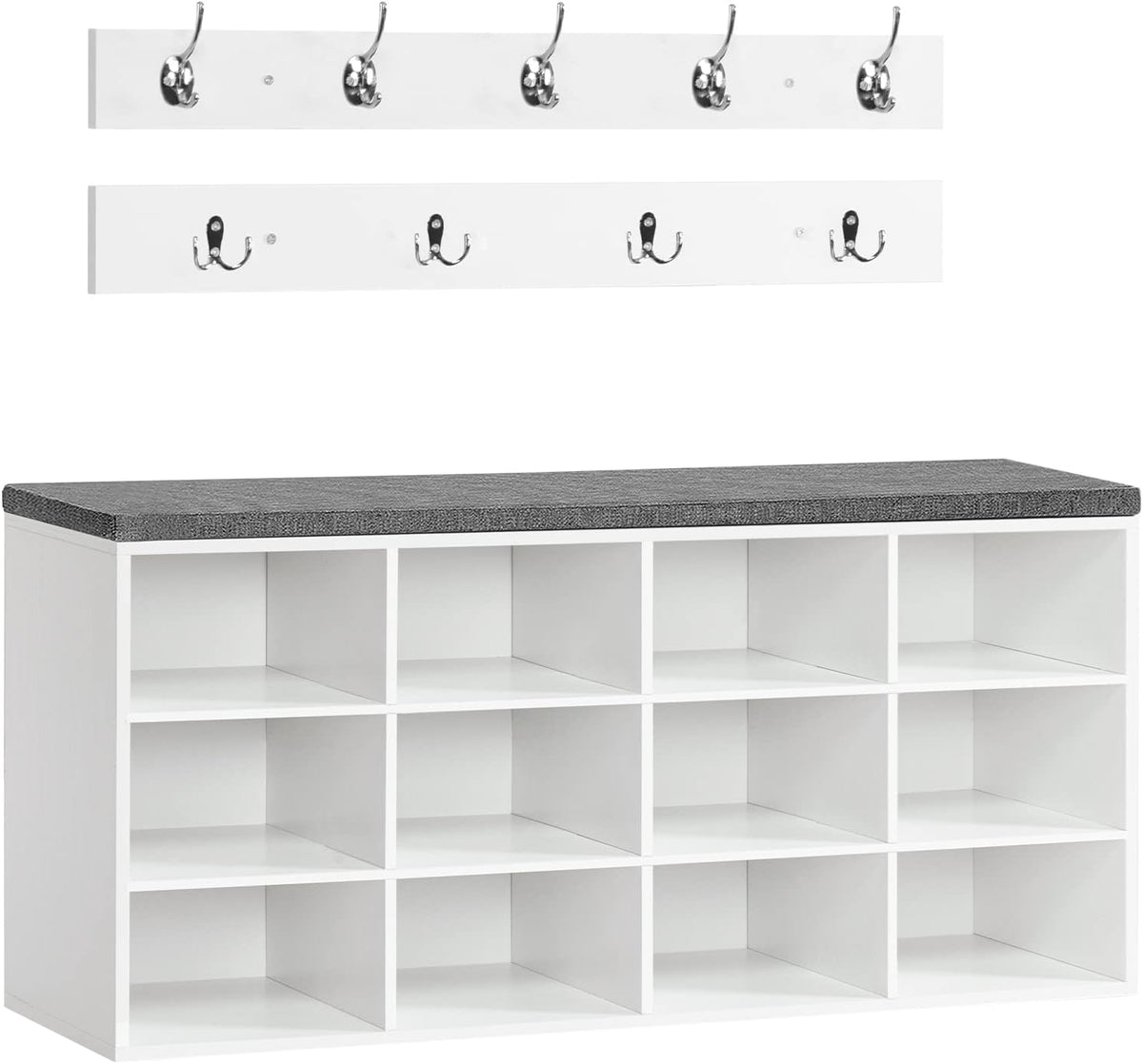 White Cubby Shoe Bench