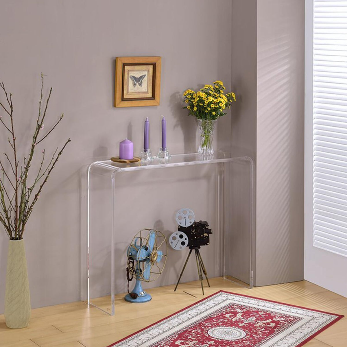 1-Tier Clear Acrylic Console Table