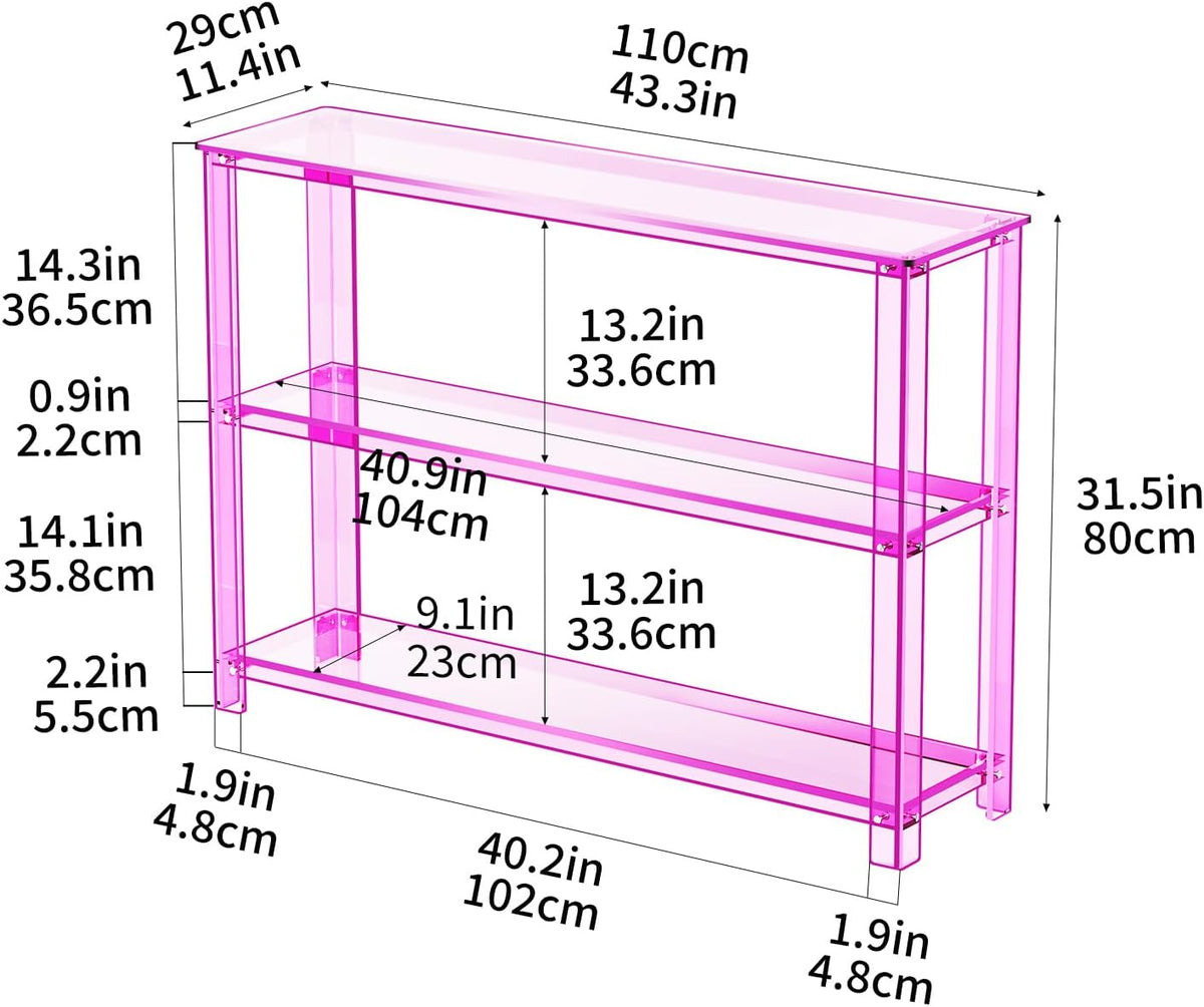 Light Pink 3-Tier Acrylic Console Table