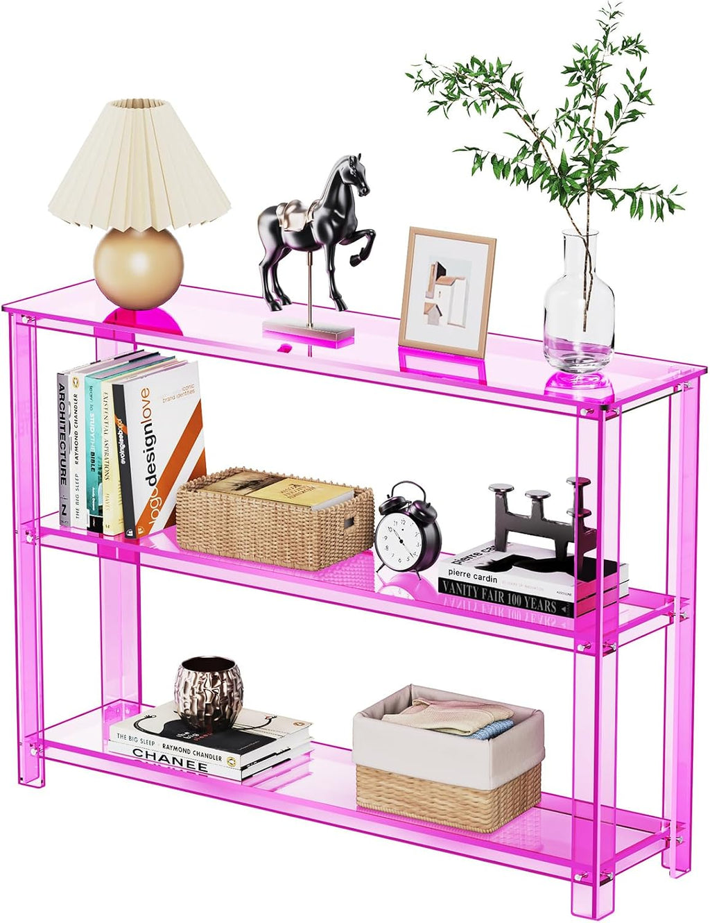 Light Pink 3-Tier Acrylic Console Table