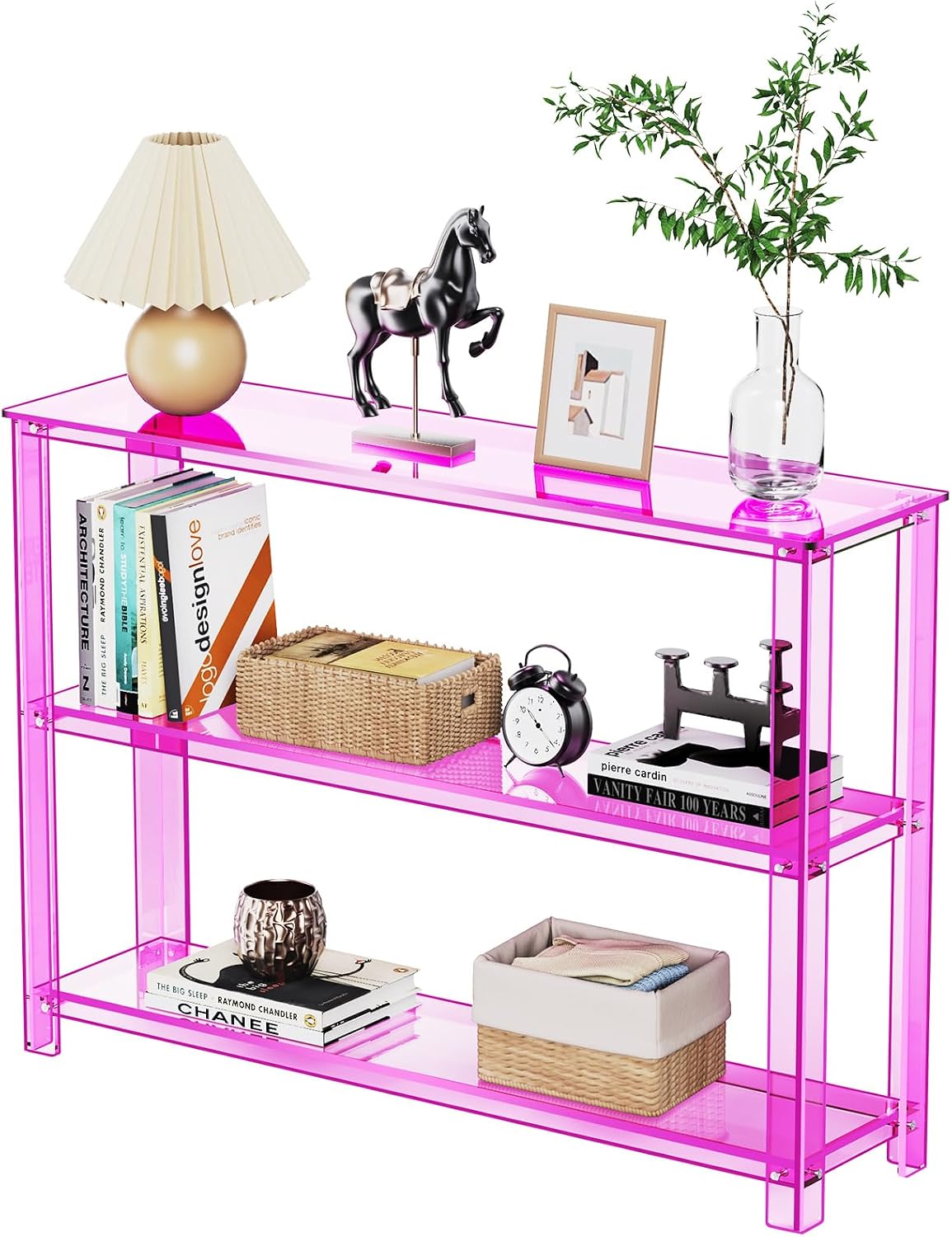 Light Pink 3-Tier Acrylic Console Table