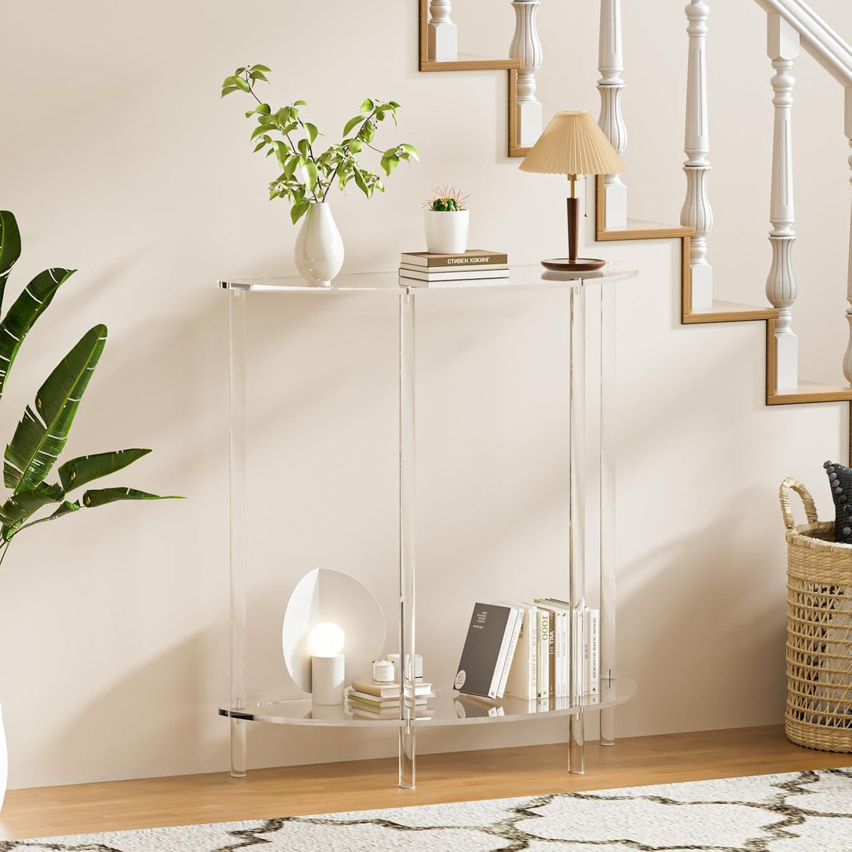 2-Tier Curved Clear Acrylic Console Table