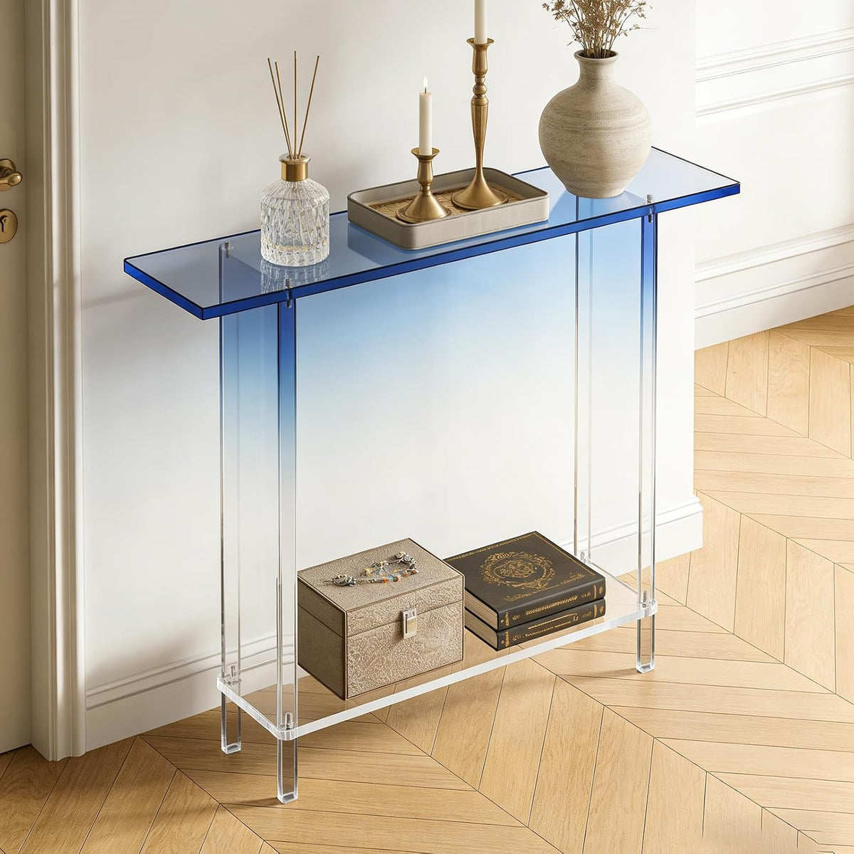 Gradient Blue Acrylic Console Table