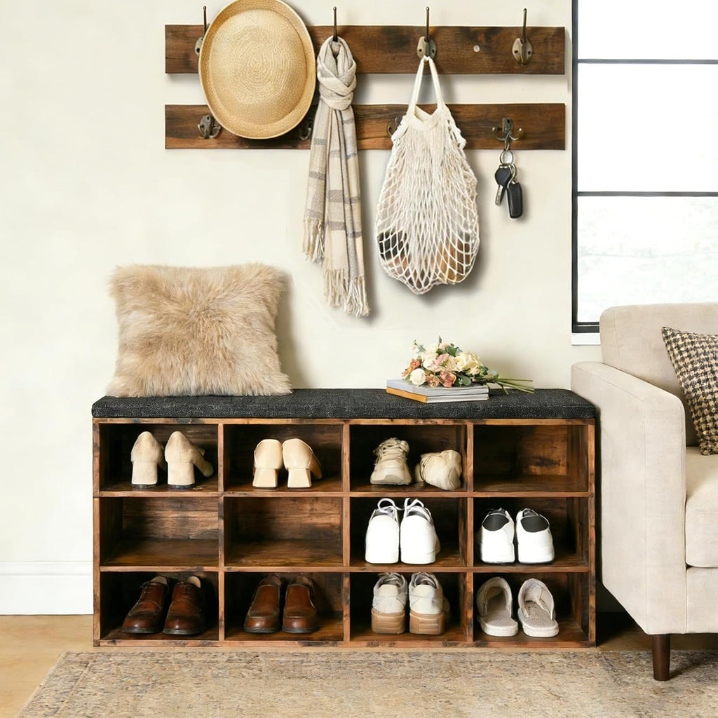 12-Cubby Shoe Bench