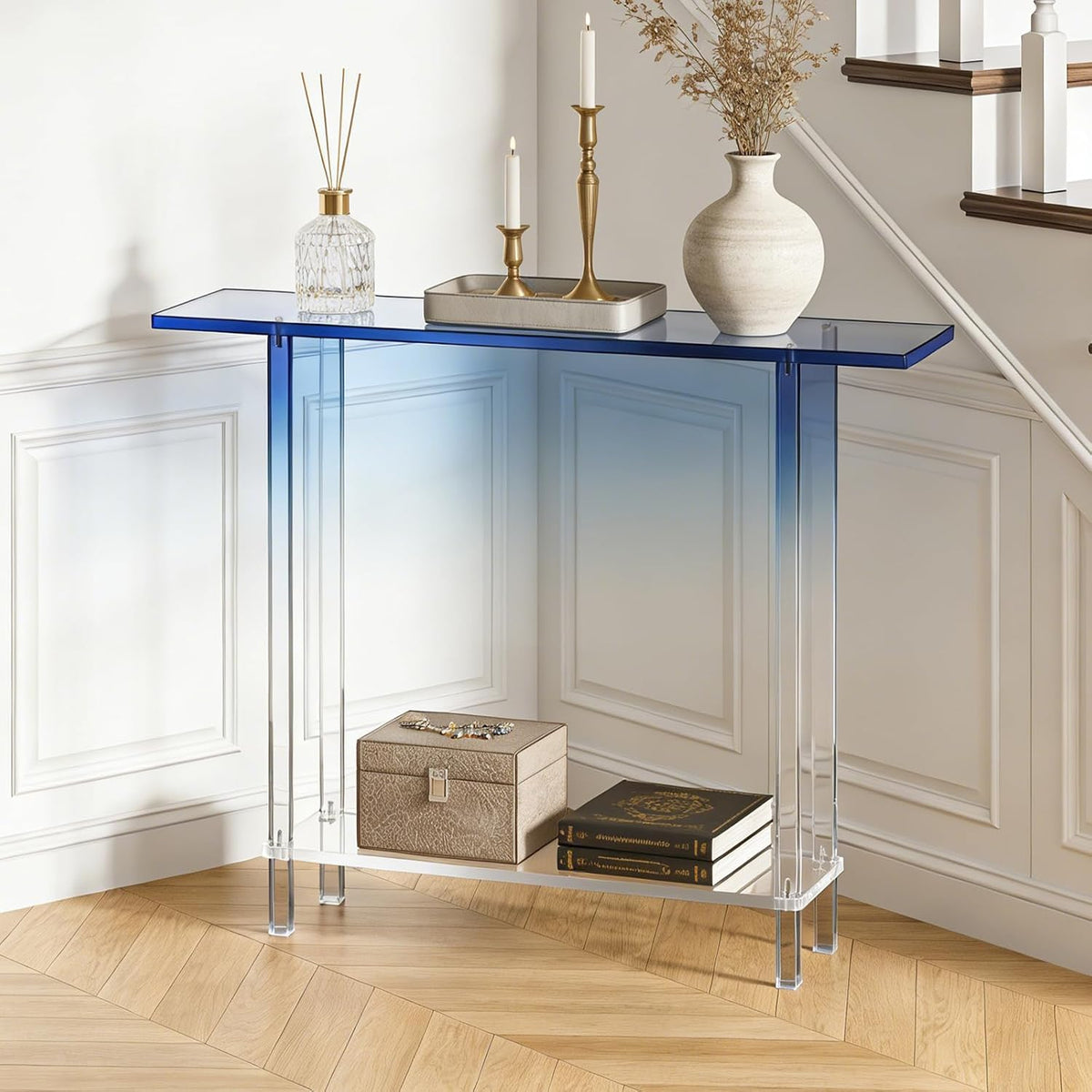 Gradient Blue Acrylic Console Table