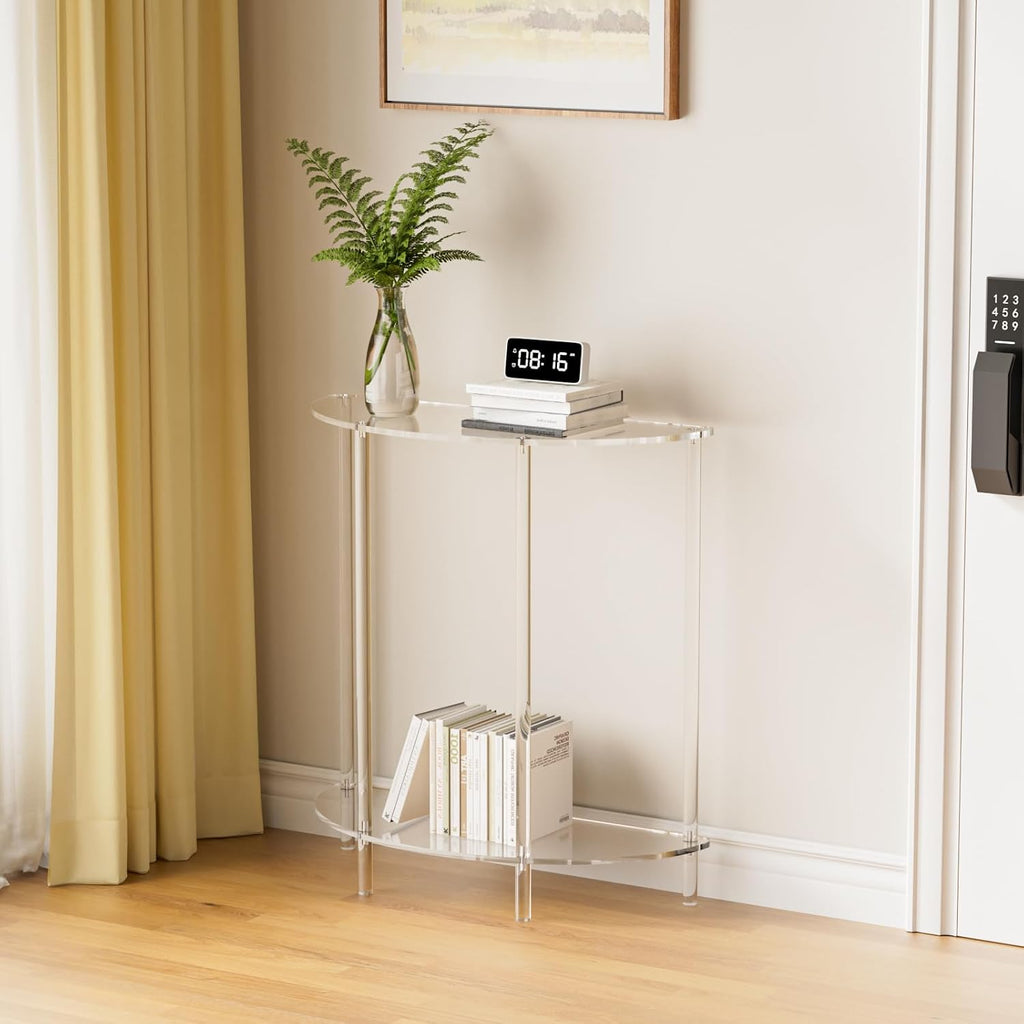 2-Tier Curved Clear Acrylic Console Table