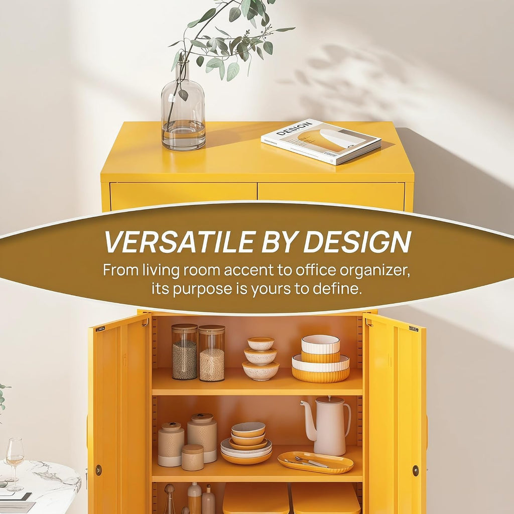 Yellow 2-Door Metal Storage Cabinet
