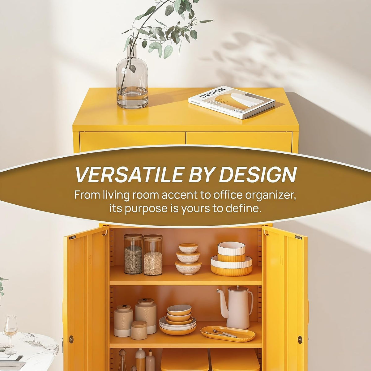 Yellow 2-Door Metal Storage Cabinet