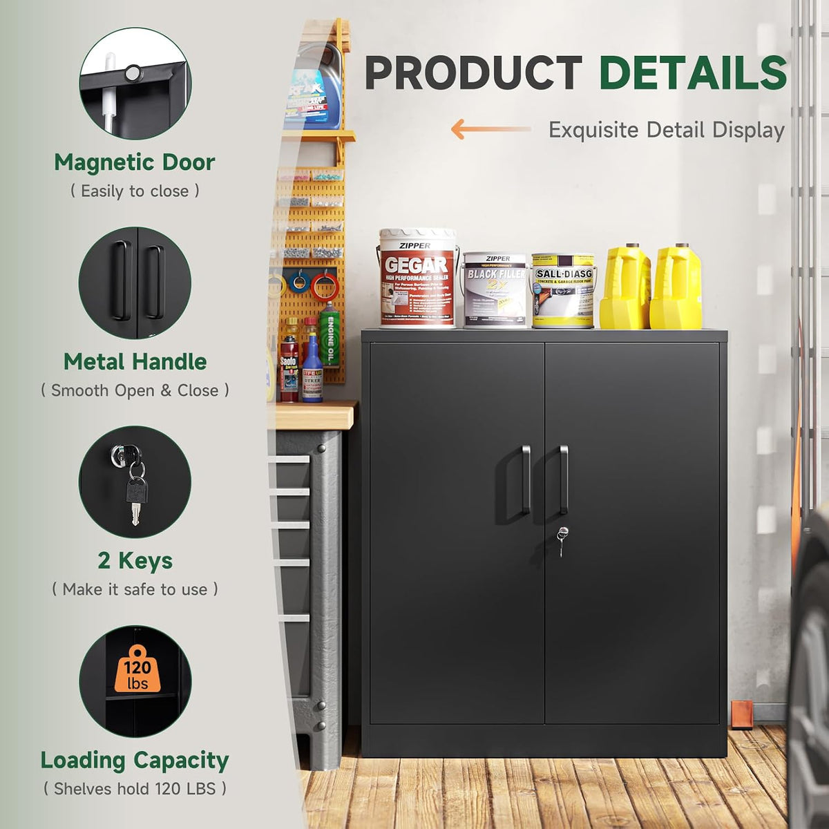 2-Door Lockable Metal Storage Cabinet