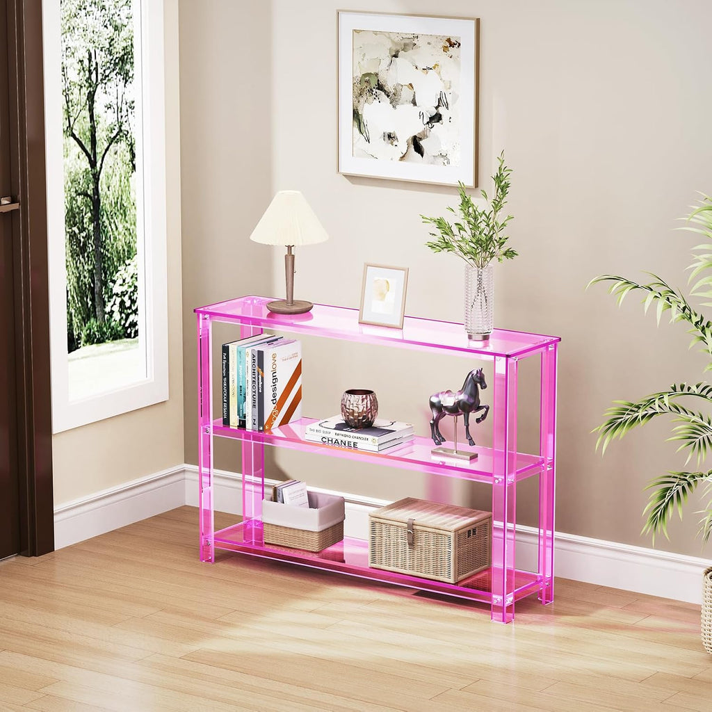 Light Pink 3-Tier Acrylic Console Table