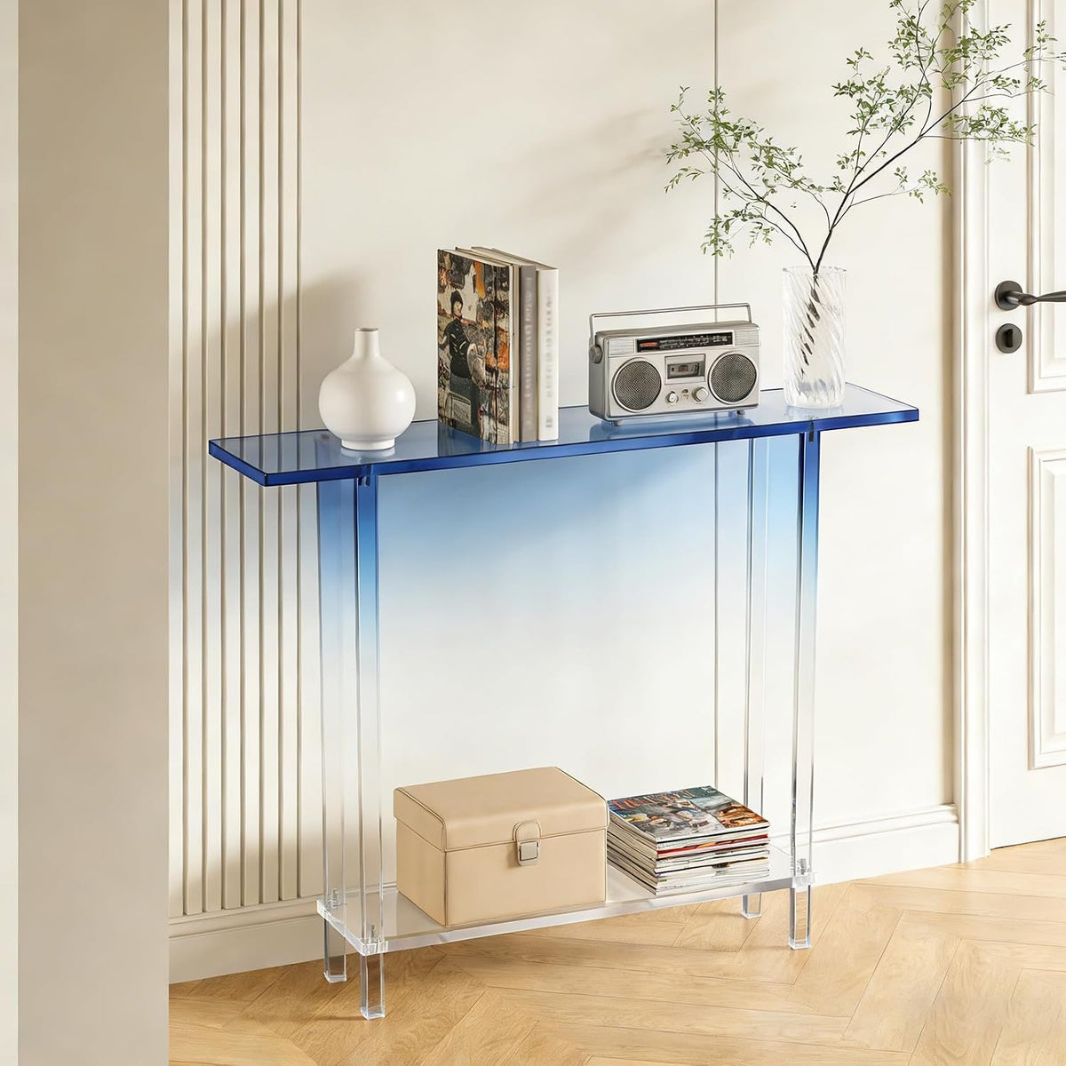 Gradient Blue Acrylic Console Table