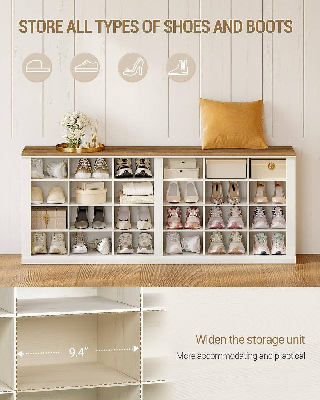 Wooden Shoe Storage Bench