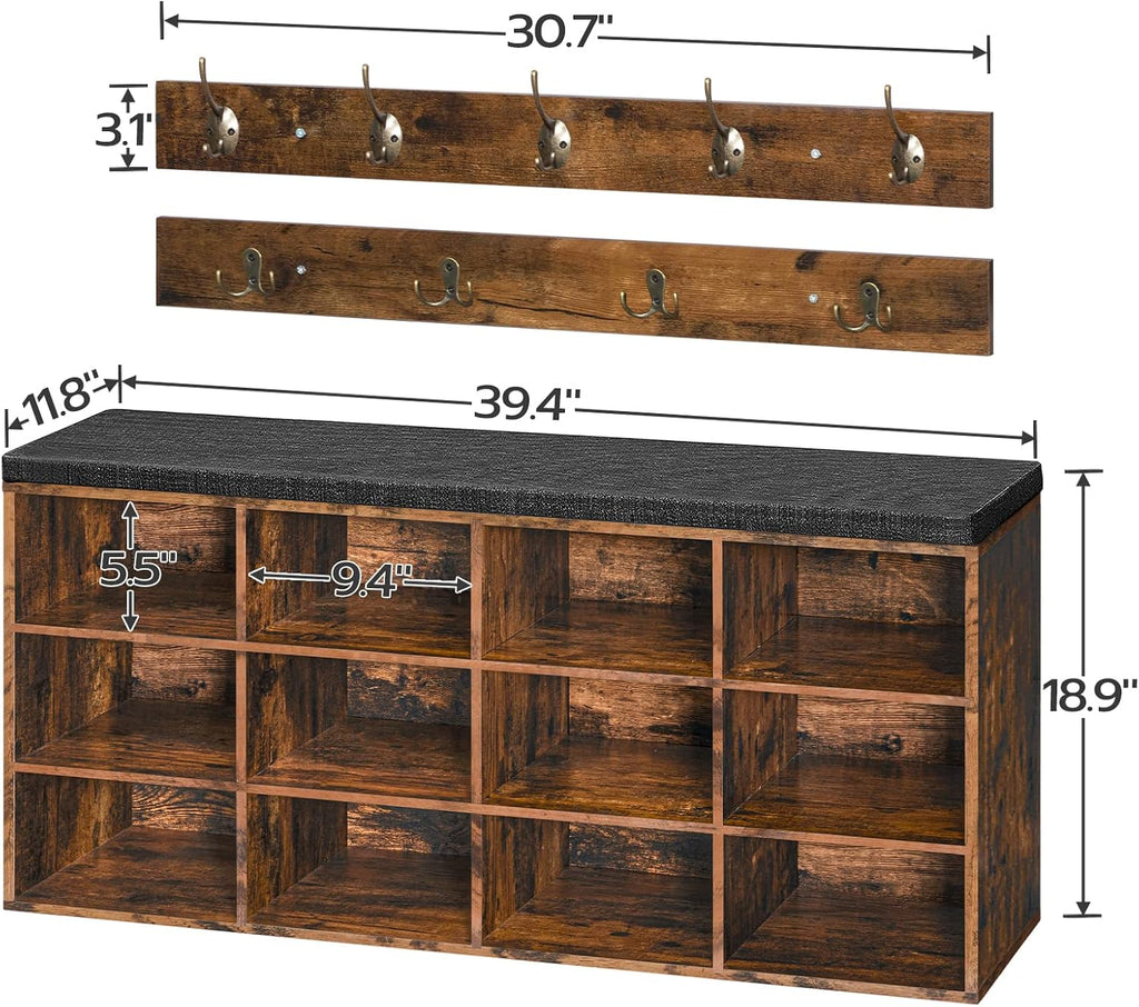 12-Cubby Shoe Bench