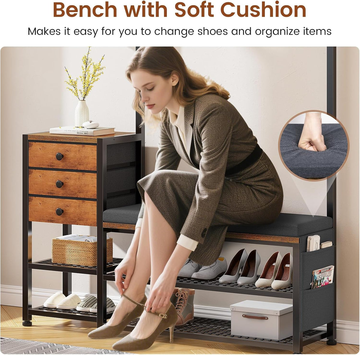 7-in-1 Entryway Hall Tree