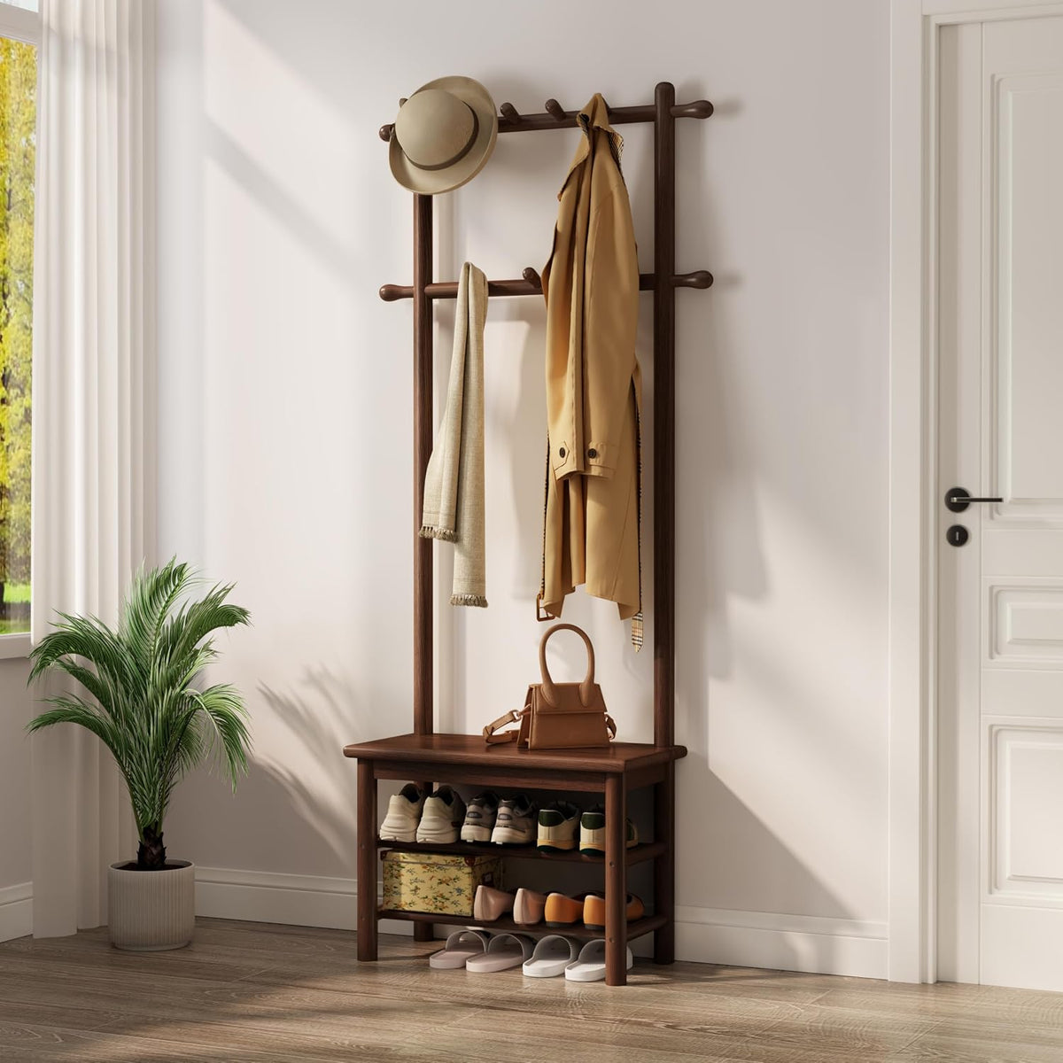 Wooden Entryway Hall Tree
