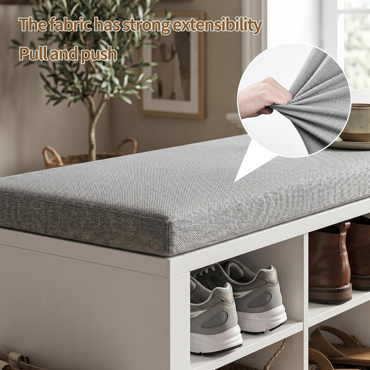 Cushioned 16-Cubby Shoe Bench