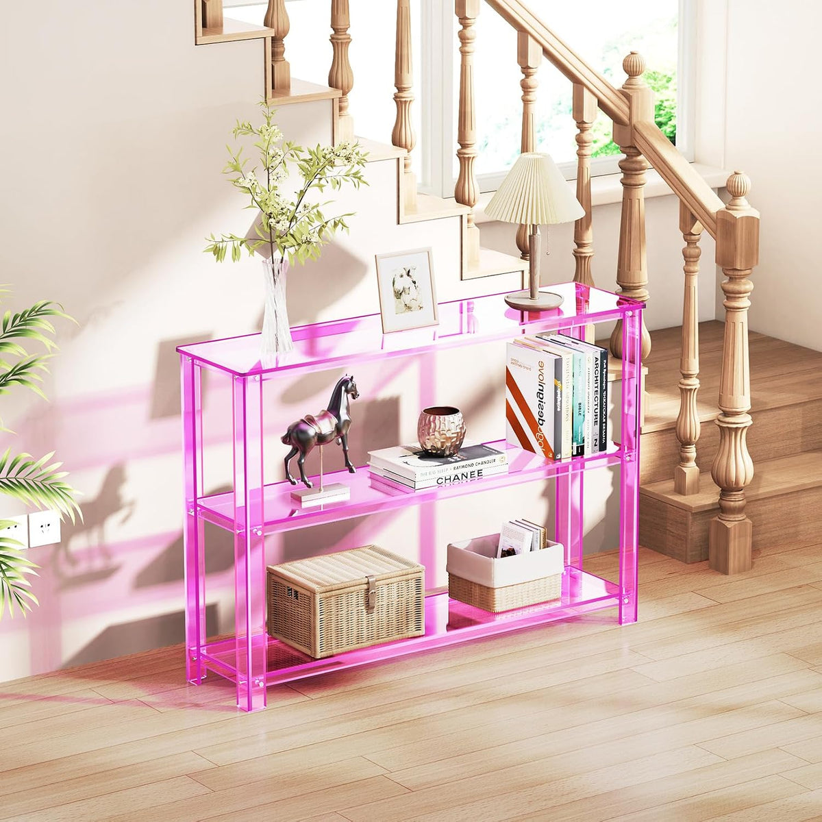 Light Pink 3-Tier Acrylic Console Table