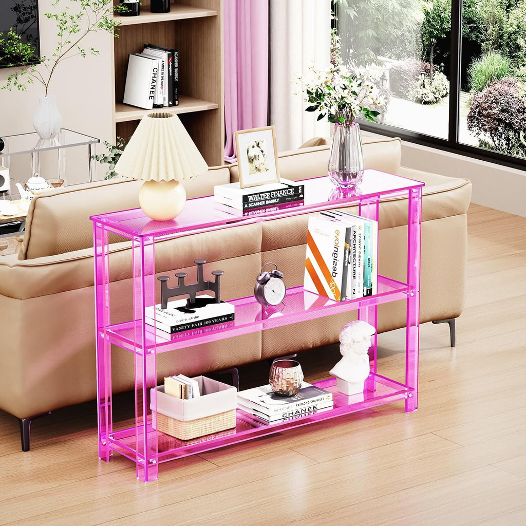 Light Pink 3-Tier Acrylic Console Table