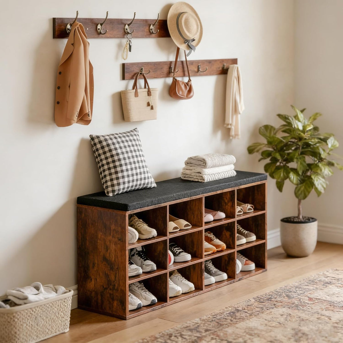 12-Cubby Shoe Bench
