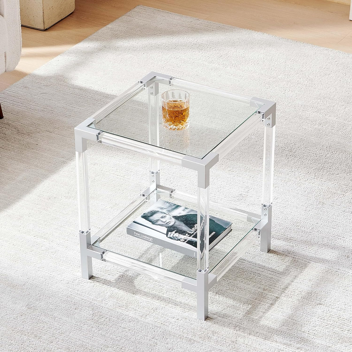 2-Tier Clear Glass Console Table