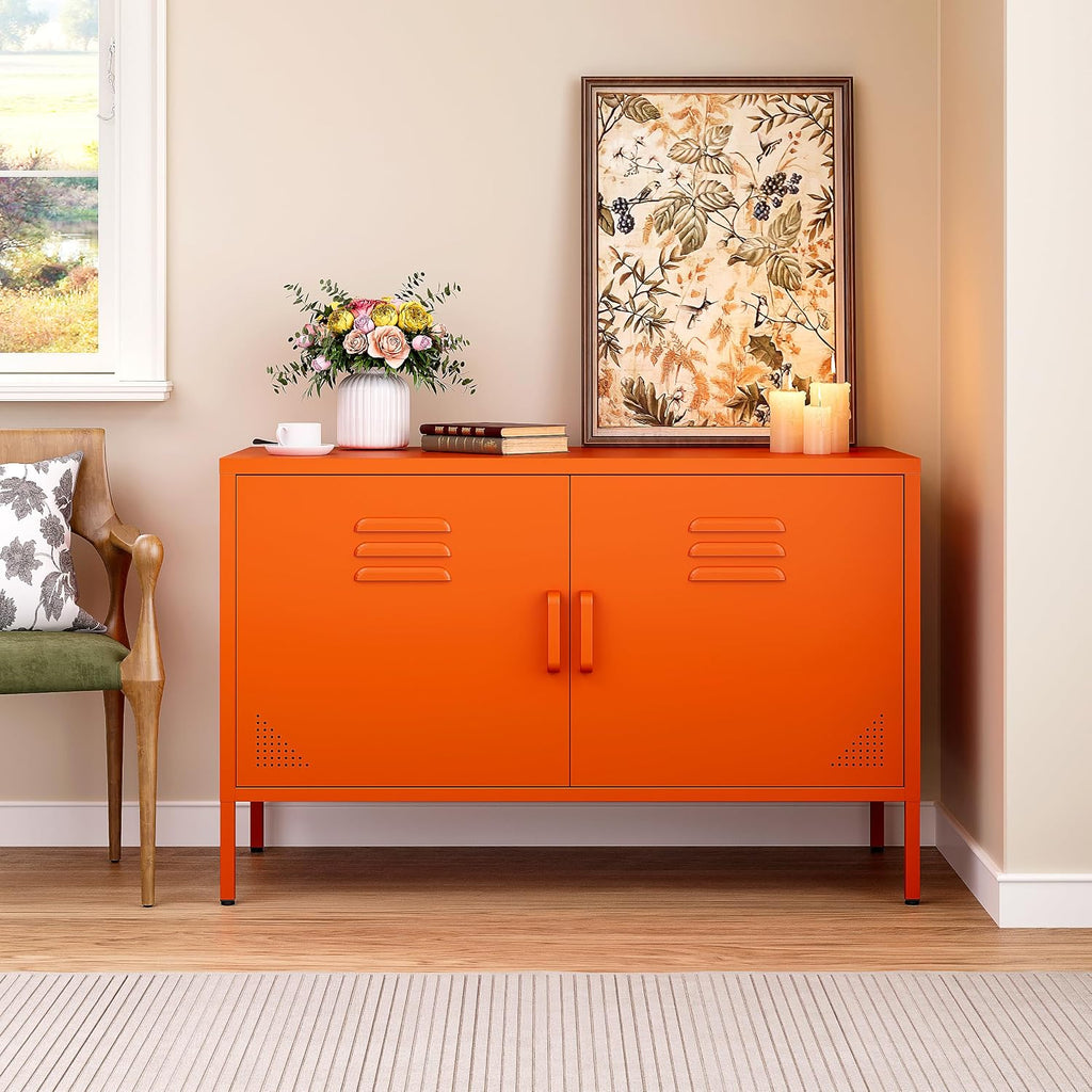 Orange 2-Door Metal Storage Cabinet