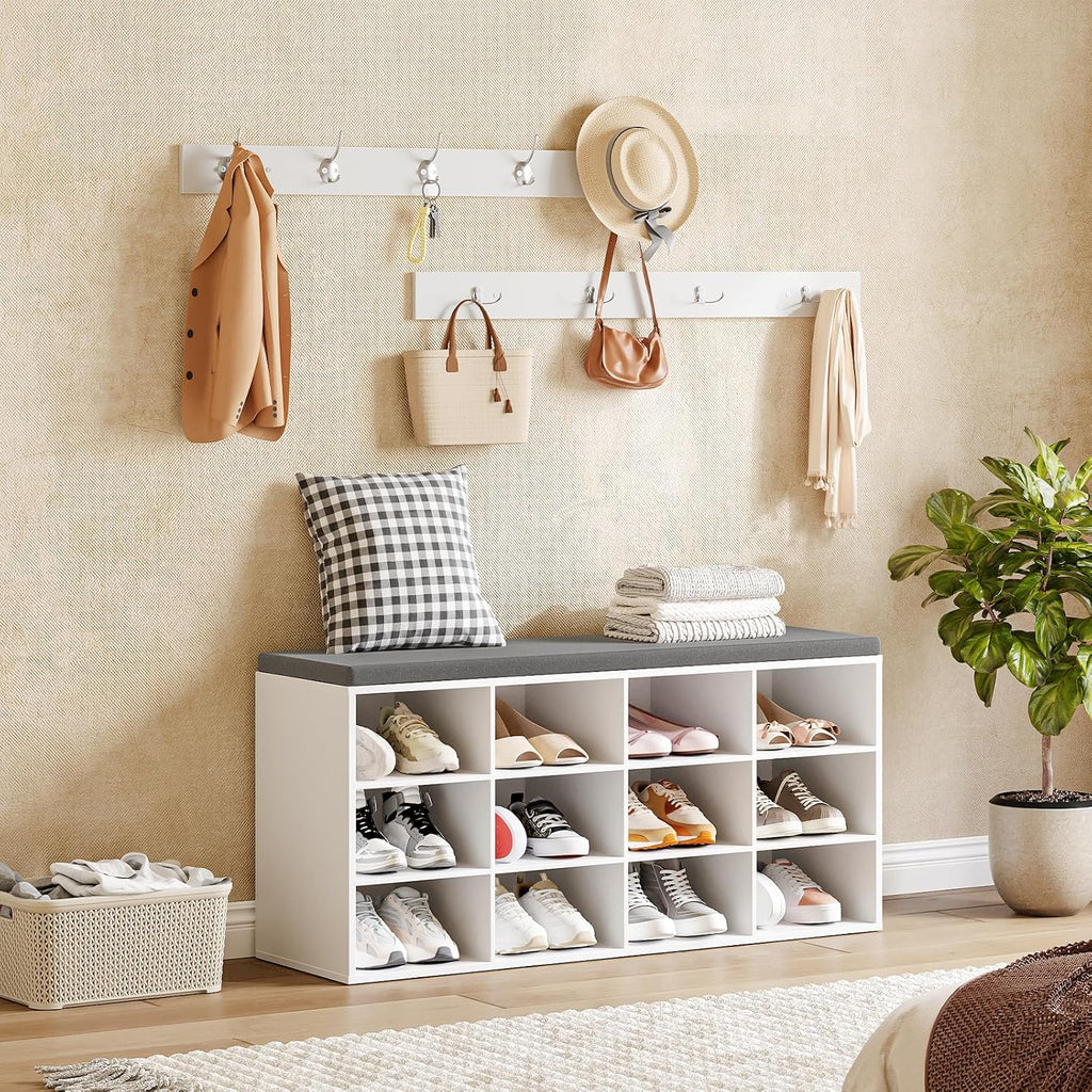 White Cubby Shoe Bench