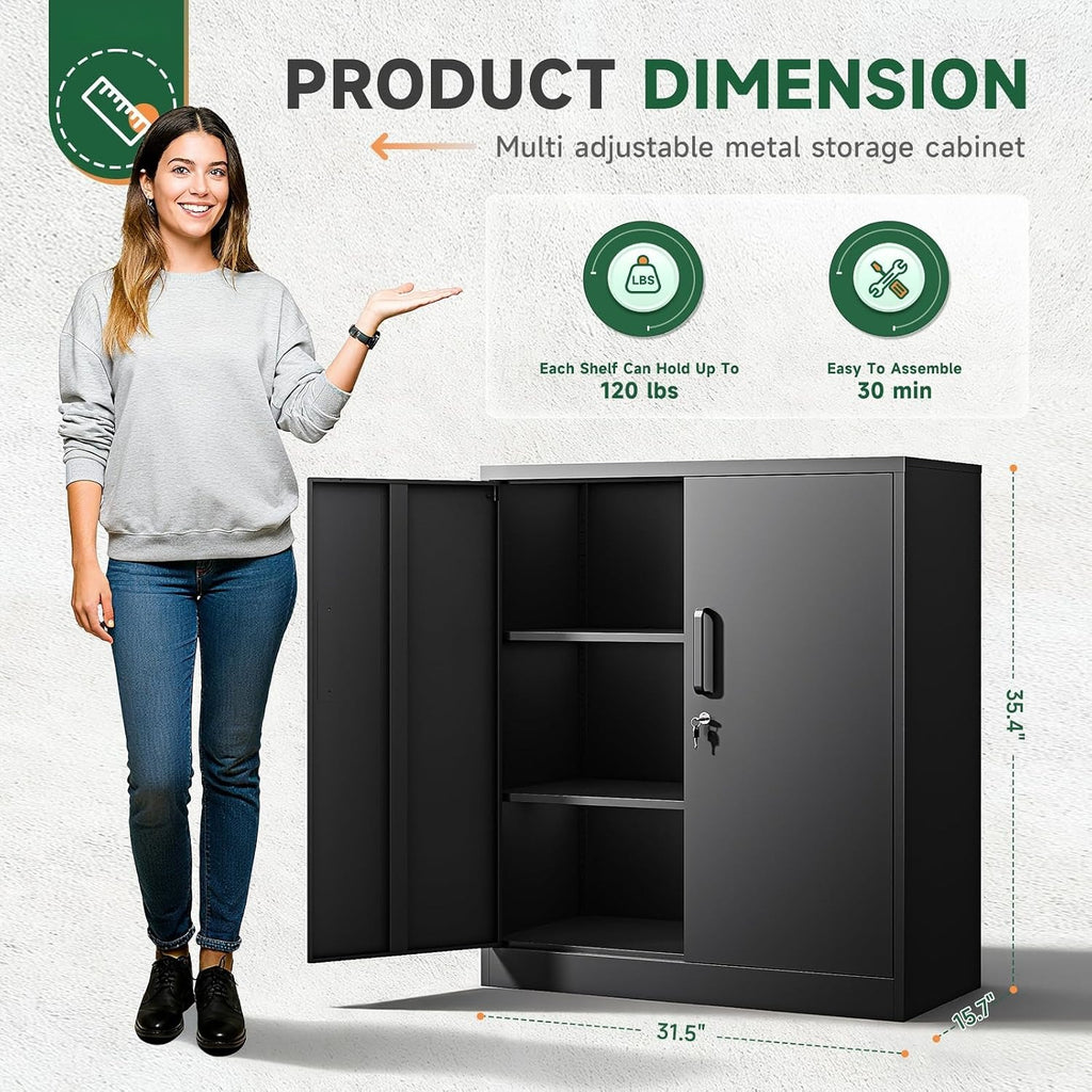 2-Door Lockable Metal Storage Cabinet